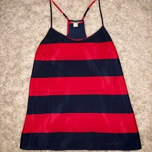 J Crew red and navy striped tank top